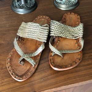 Gold Leather Chinese Laundry Sandals